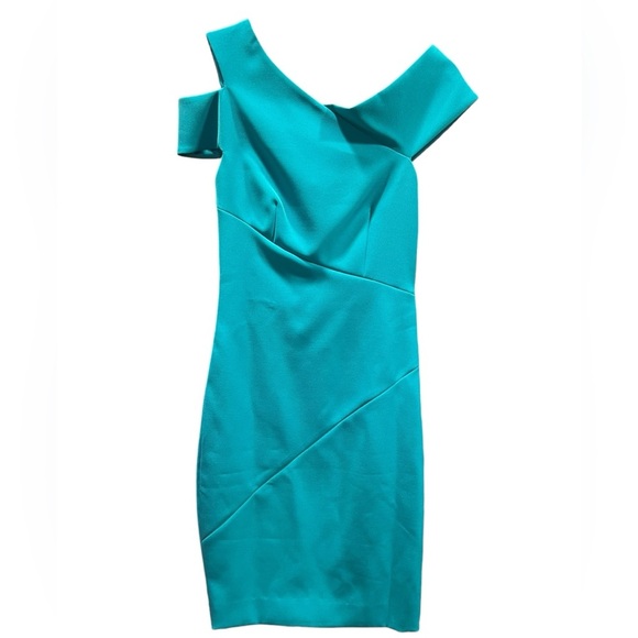 Ted Baker Yandal Asymmetric Bodycon Knee Length Dress Teal Green color size 1 - Picture 2 of 12